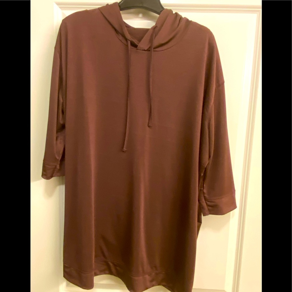 Oversized satin/silk like hoodie color:plum